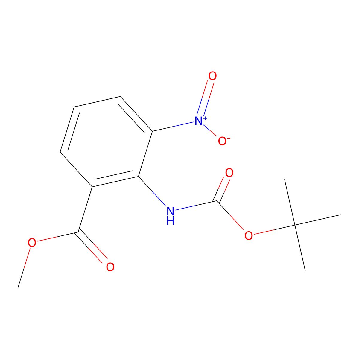 Methyl 2-((tert-butoxycarbonyl)amino)-3-nitrobenzoate molecular structure, CAS 57113-90-3