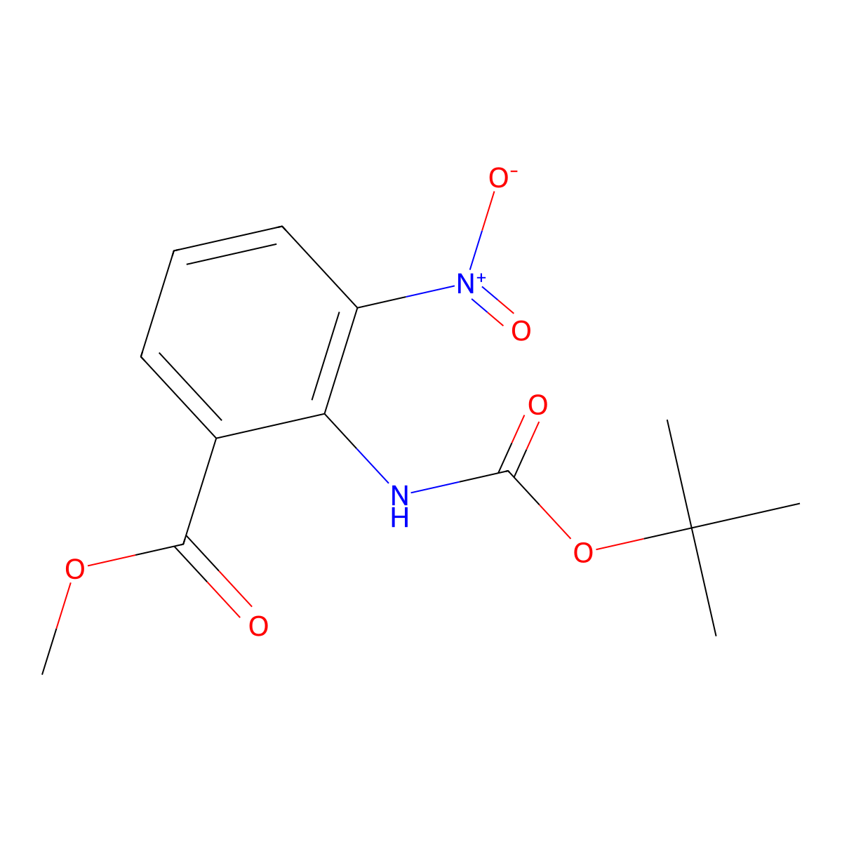 Methyl 2-((tert-butoxycarbonyl)amino)-3-nitrobenzoate molecular structure, CAS 57113-90-3