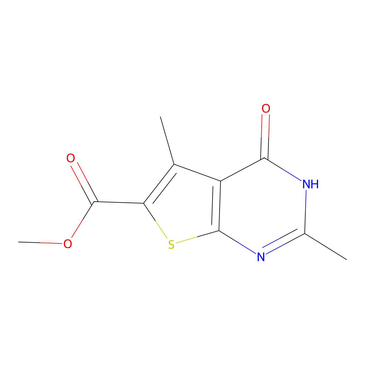 methyl 2,5-dimethyl-4-oxo-3H,4H-thieno(2,3-d)pyrimidine-6-carboxylate molecular structure, CAS 571149-28-5