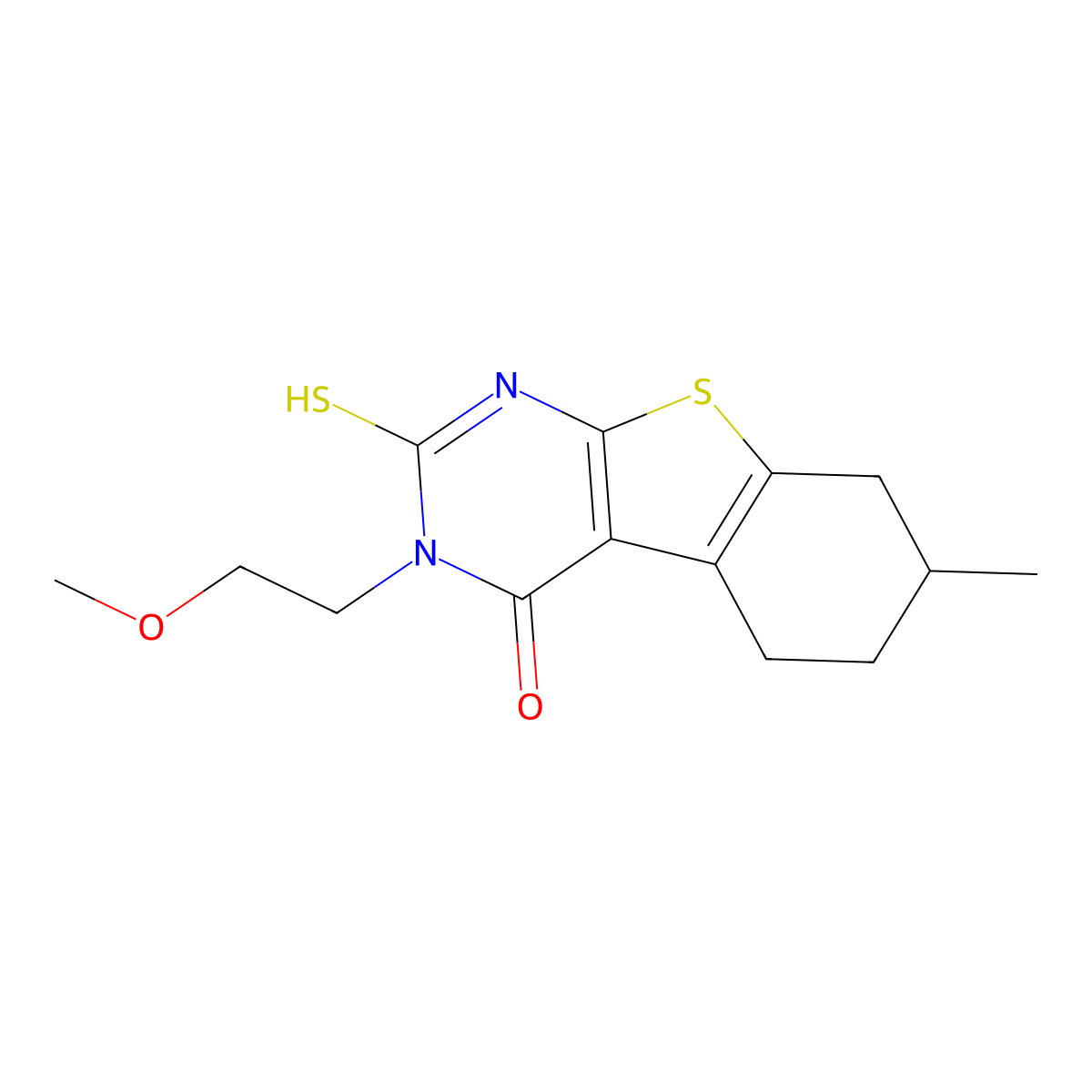 3-(2-methoxyethyl)-7-methyl-2-sulfanylidene-5,6,7,8-tetrahydro-1H-[1]benzothiolo[2,3-d]pyrimidin-4-one molecular structure, CAS 571149-46-7