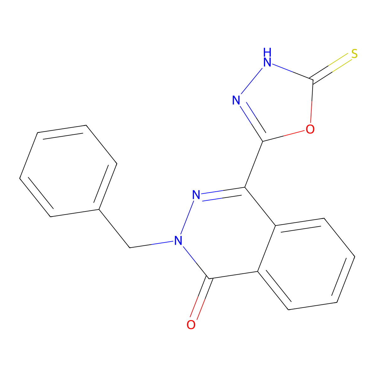 2-Benzyl-4-(5-mercapto-[1,3,4]oxadiazol-2-yl)-2H-phthalazin-1-one molecular structure, CAS 571149-76-3