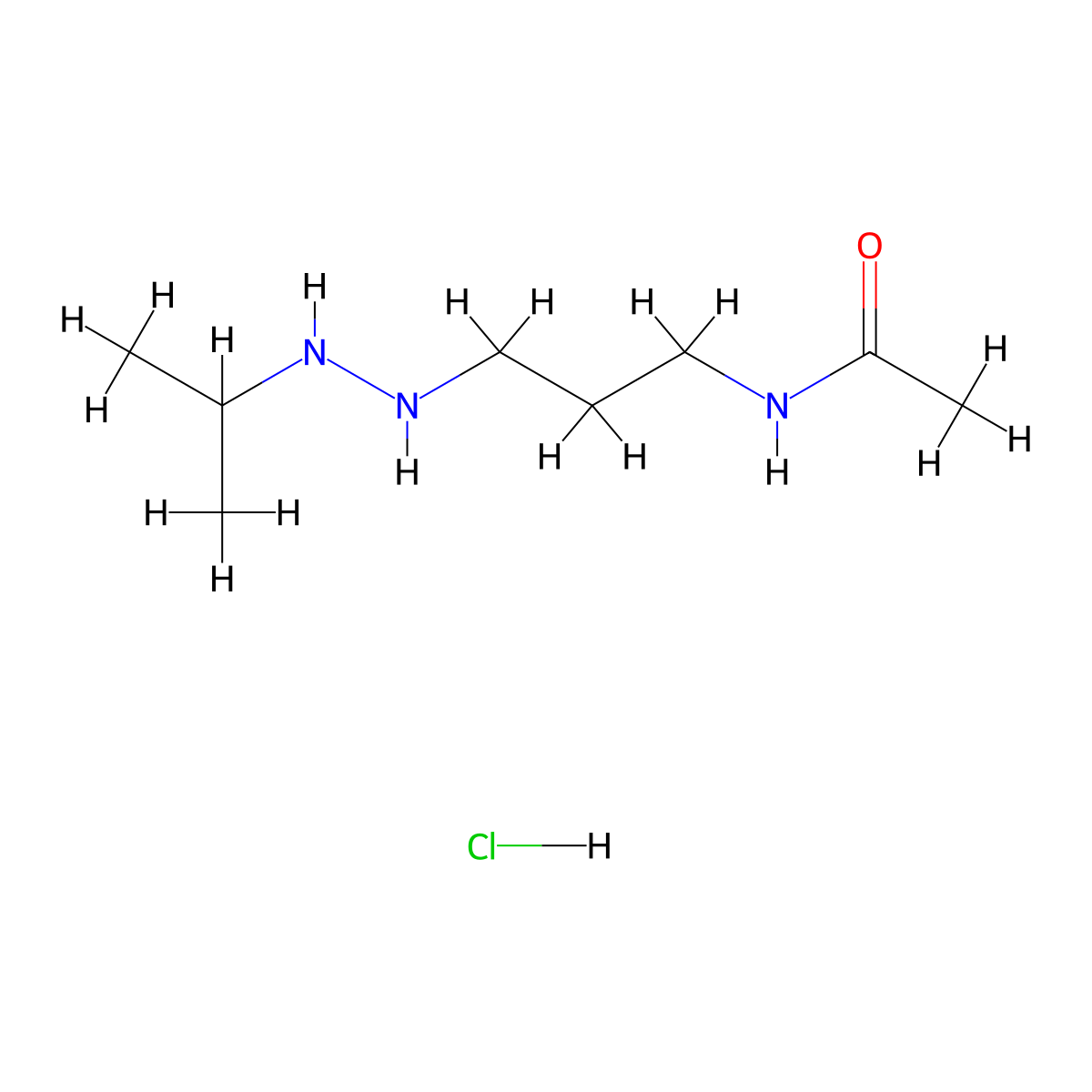 Acetamide, N-(3-(2-(1-methylethyl)hydrazino)propyl)-, monohydrochloride molecular structure, CAS 57115-59-0