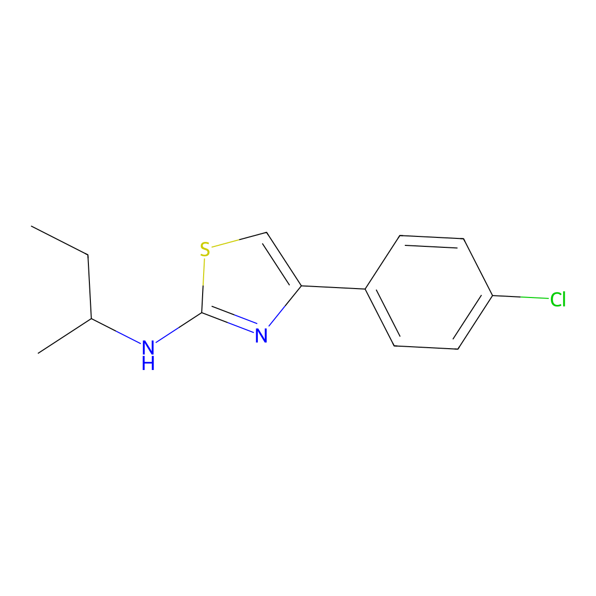 N-(butan-2-yl)-4-(4-chlorophenyl)-2,3-dihydro-1,3-thiazol-2-imine molecular structure, CAS 571150-03-3