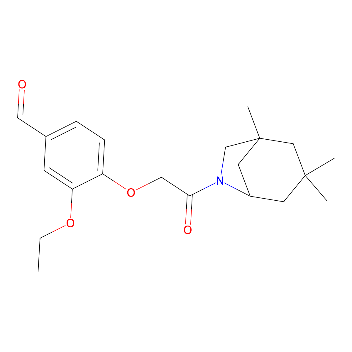 3-Ethoxy-4-(2-oxo-2-{1,3,3-trimethyl-6-azabicyclo[3.2.1]octan-6-yl}ethoxy)benzaldehyde molecular structure, CAS 571150-07-7