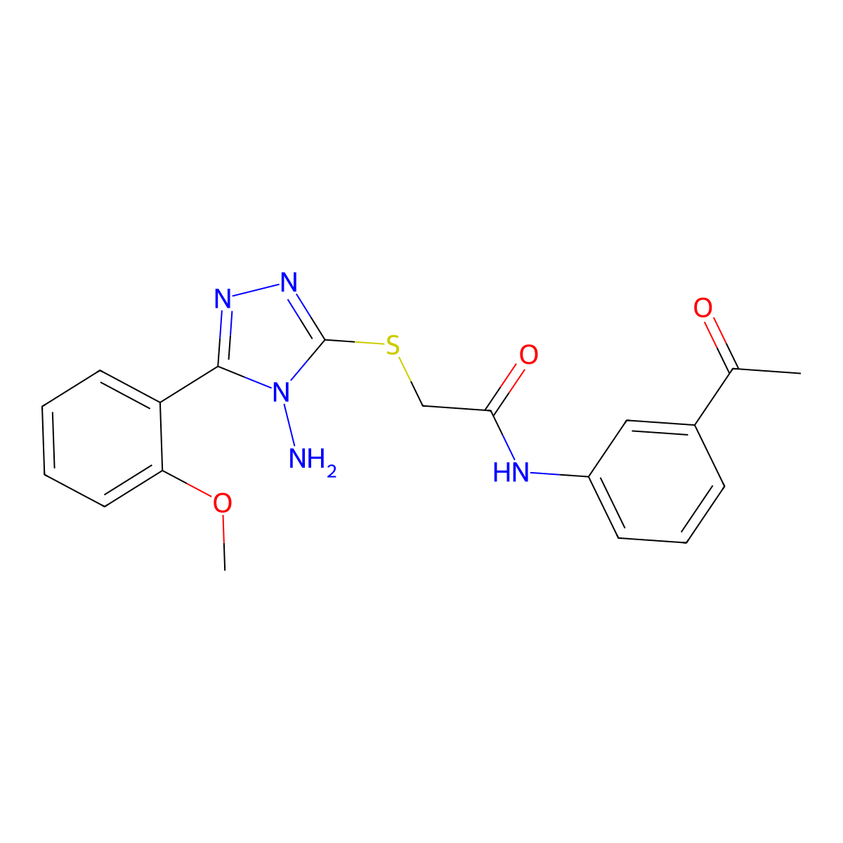 N-(3-acetylphenyl)-2-[[4-amino-5-(2-methoxyphenyl)-1,2,4-triazol-3-yl]sulfanyl]acetamide molecular structure, CAS 571150-23-7