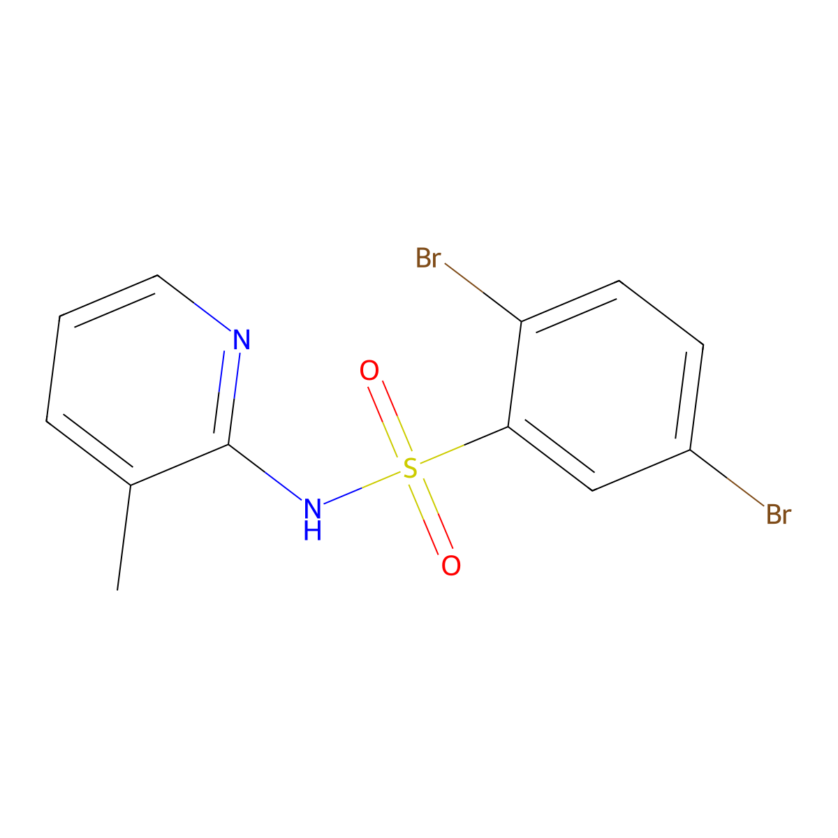 2,5-dibromo-N-(3-methylpyridin-2-yl)benzene-1-sulfonamide molecular structure, CAS 571150-28-2
