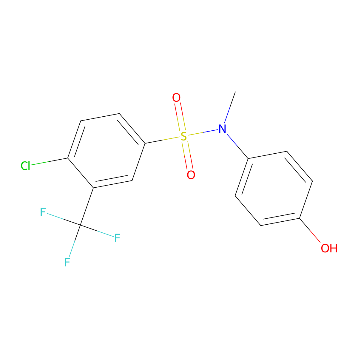 4-chloro-N-(4-hydroxyphenyl)-N-methyl-3-(trifluoromethyl)benzene-1-sulfonamide molecular structure, CAS 571151-04-7