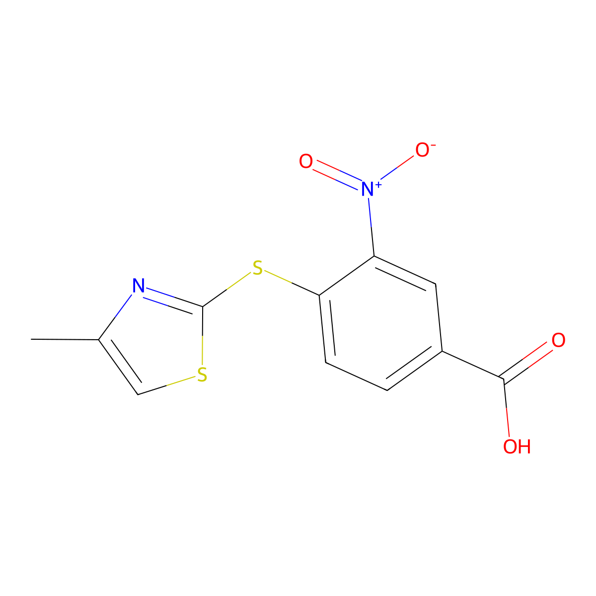 4-[(4-Methyl-1,3-thiazol-2-yl)sulfanyl]-3-nitrobenzoic acid molecular structure, CAS 571151-21-8