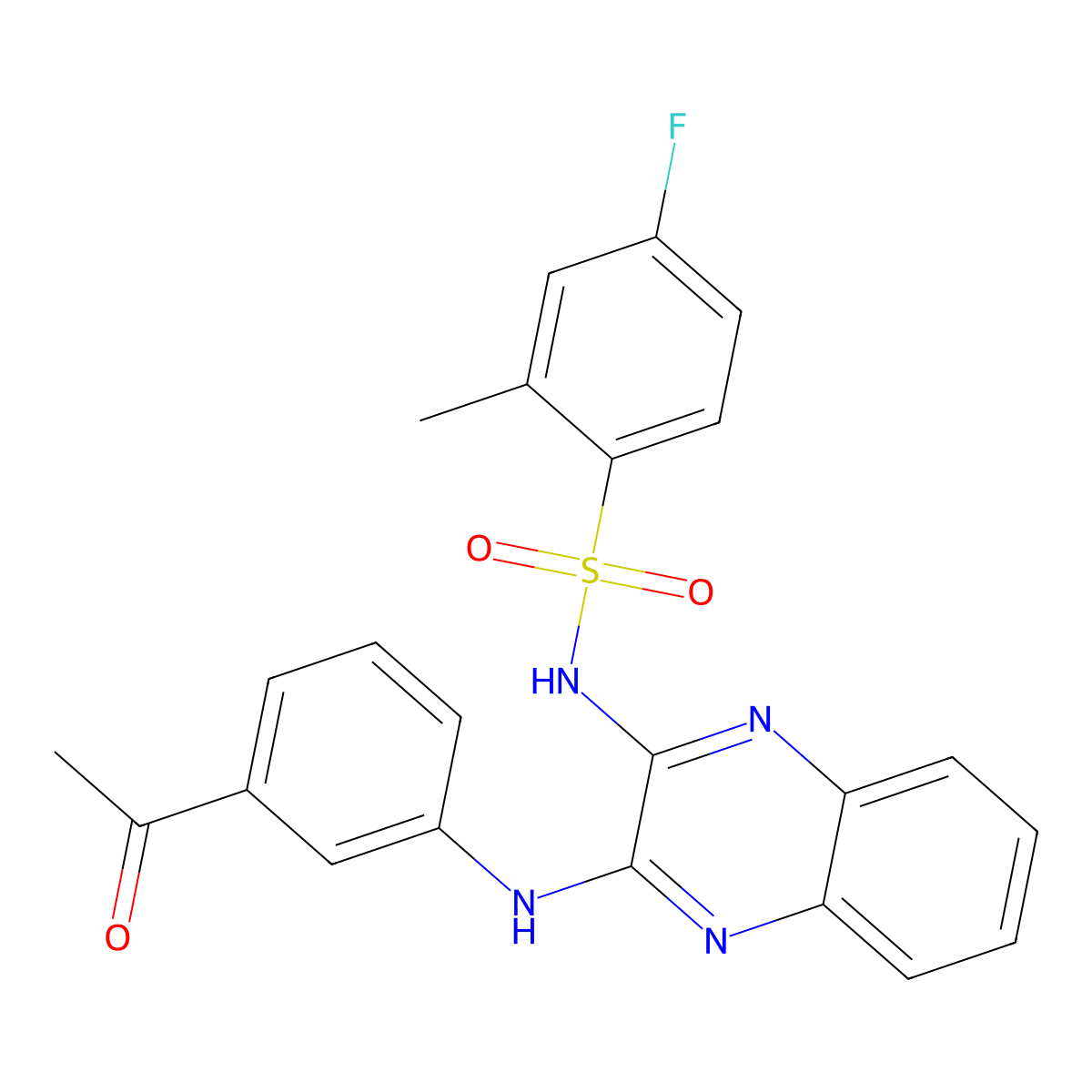 N-{3-[(3-acetylphenyl)amino]quinoxalin-2-yl}-4-fluoro-2-methylbenzene-1-sulfonamide molecular structure, CAS 571151-86-5