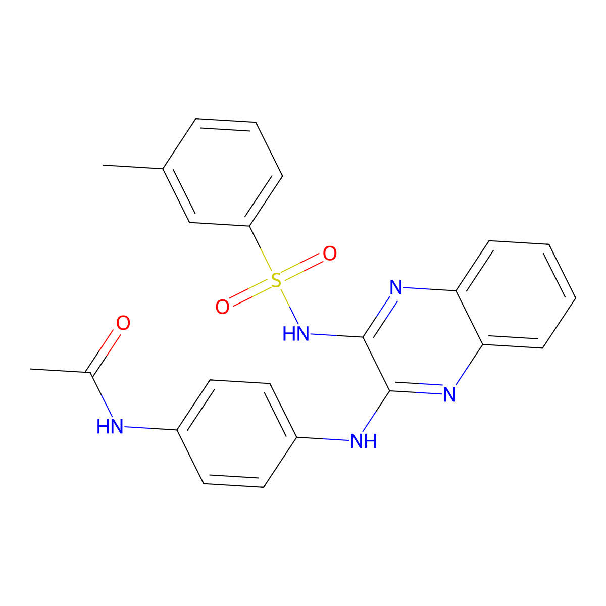 N-[4-[[3-[(3-methylphenyl)sulfonylamino]quinoxalin-2-yl]amino]phenyl]acetamide molecular structure, CAS 571151-91-2