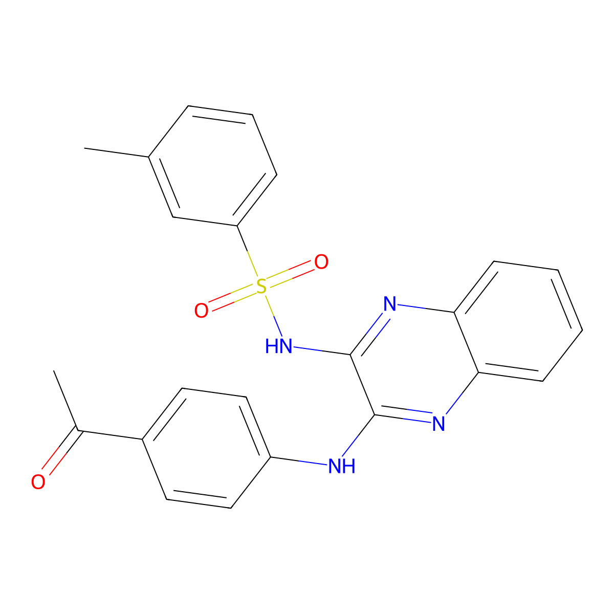 N-(3-((4-acetylphenyl)amino)quinoxalin-2-yl)-3-methylbenzenesulfonamide molecular structure, CAS 571152-34-6