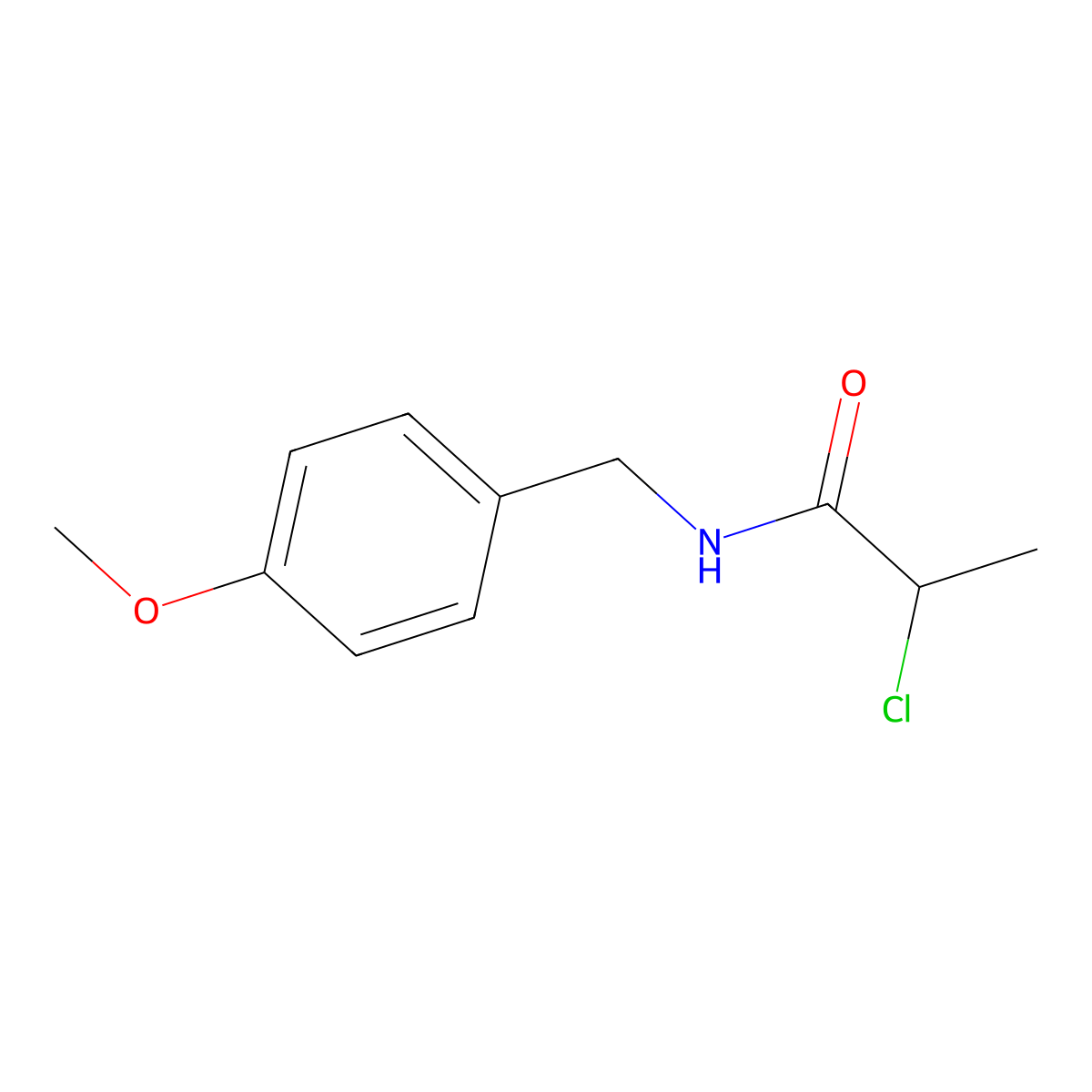 2-chloro-N-[(4-methoxyphenyl)methyl]propanamide molecular structure, CAS 571153-05-4