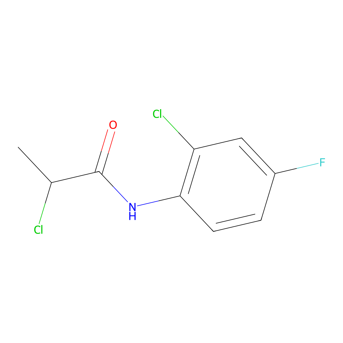 2-chloro-N-(2-chloro-4-fluorophenyl)propanamide molecular structure, CAS 571153-08-7
