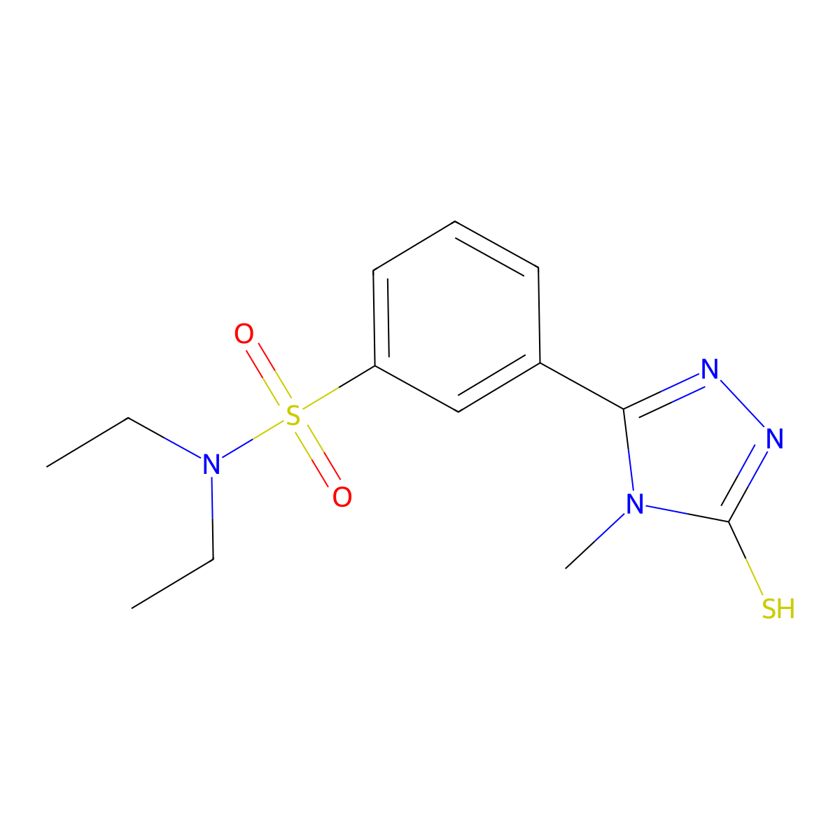 N,N-diethyl-3-(4-methyl-5-sulfanyl-4H-1,2,4-triazol-3-yl)benzene-1-sulfonamide molecular structure, CAS 571153-14-5