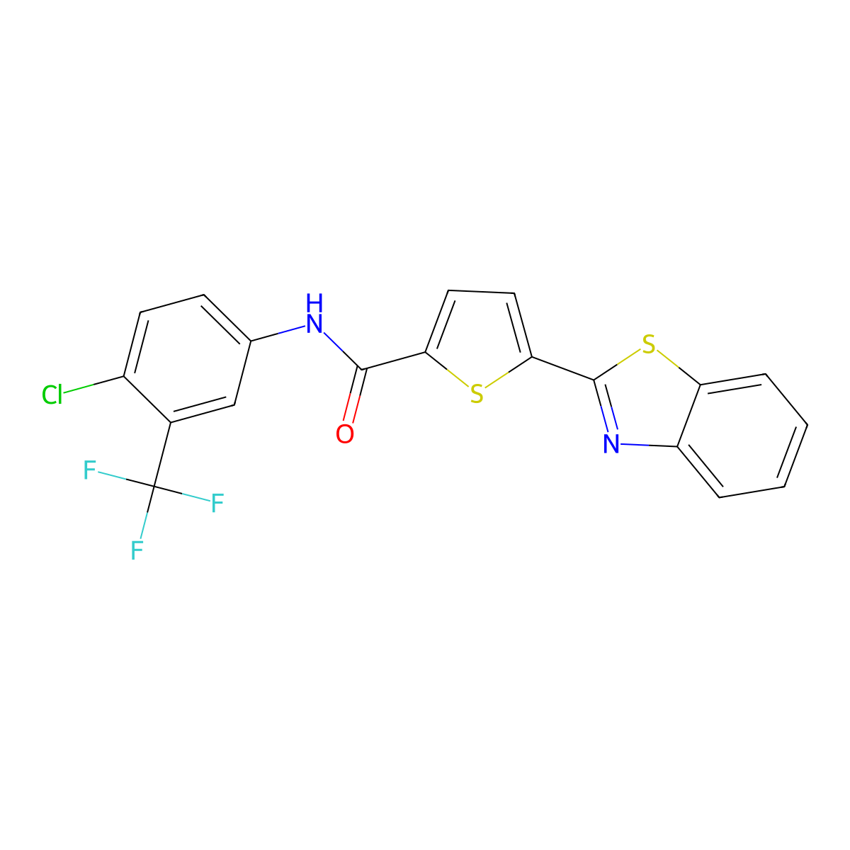 5-(1,3-benzothiazol-2-yl)-N-[4-chloro-3-(trifluoromethyl)phenyl]thiophene-2-carboxamide molecular structure, CAS 571153-25-8