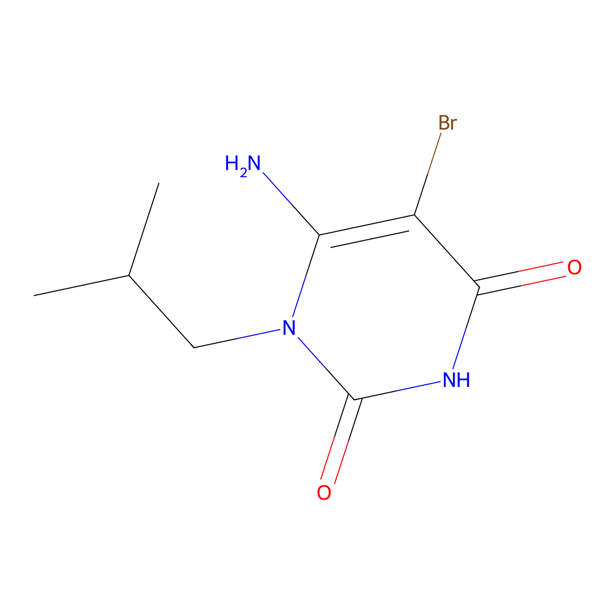 6-Amino-5-bromo-1-(2-methylpropyl)-1,2,3,4-tetrahydropyrimidine-2,4-dione molecular structure, CAS 571155-34-5