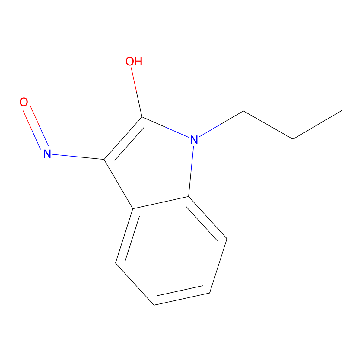 3-(hydroxyimino)-1-propyl-2,3-dihydro-1H-indol-2-one molecular structure, CAS 571155-37-8