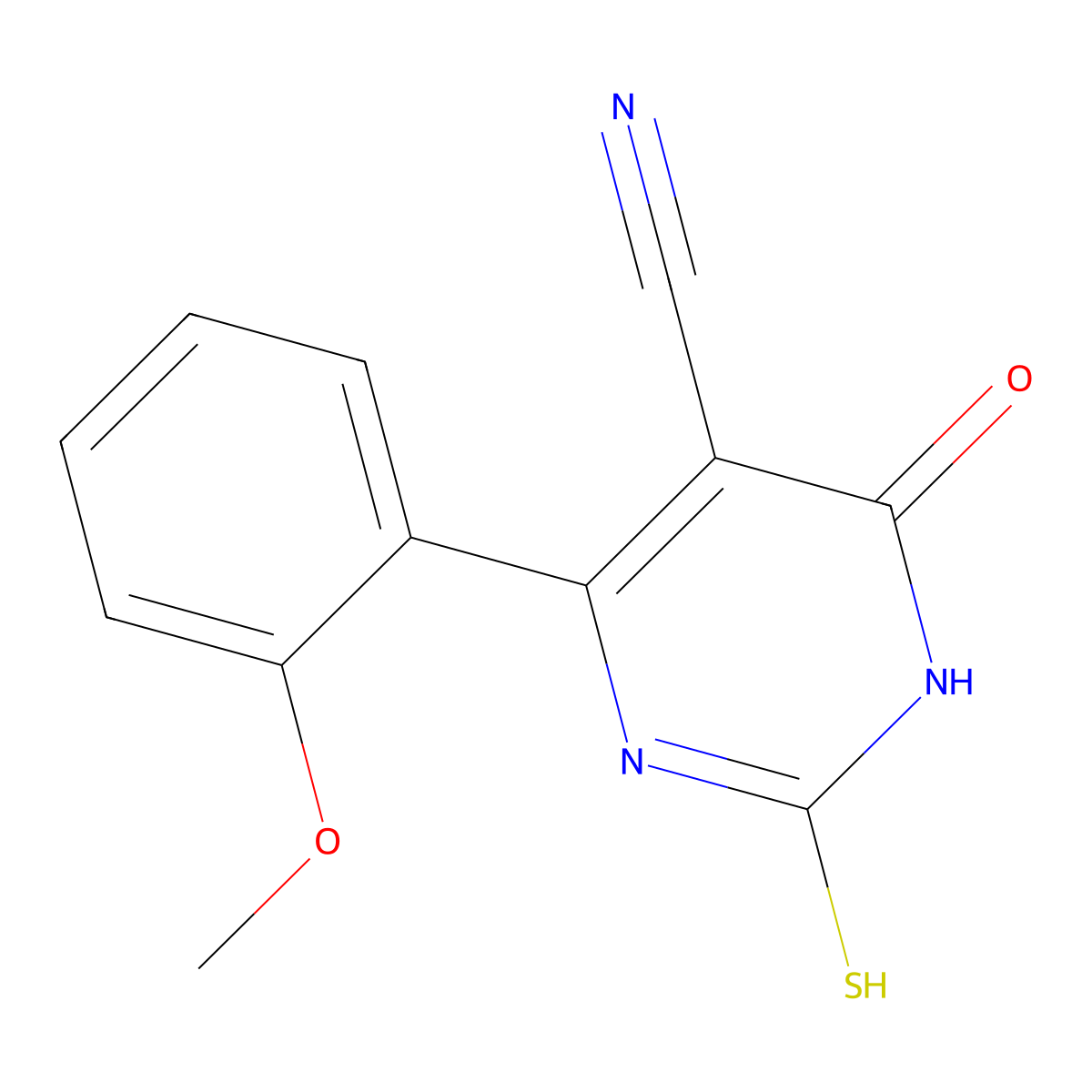 6-(2-Methoxyphenyl)-4-oxo-2-sulfanylidene-1,2,3,4-tetrahydropyrimidine-5-carbonitrile molecular structure, CAS 571155-43-6