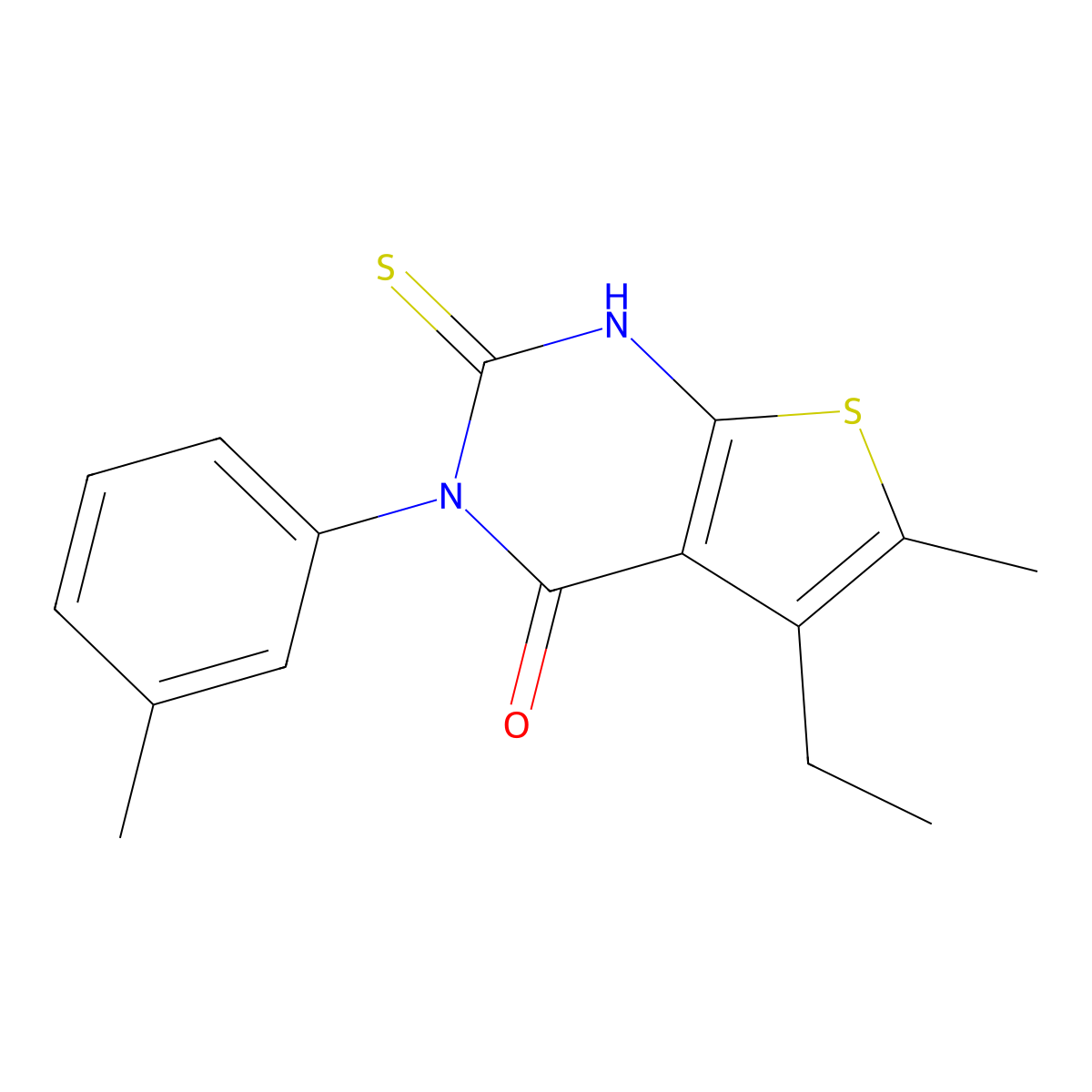5-ethyl-6-methyl-3-(3-methylphenyl)-2-sulfanyl-3H,4H-thieno[2,3-d]pyrimidin-4-one molecular structure, CAS 571155-93-6