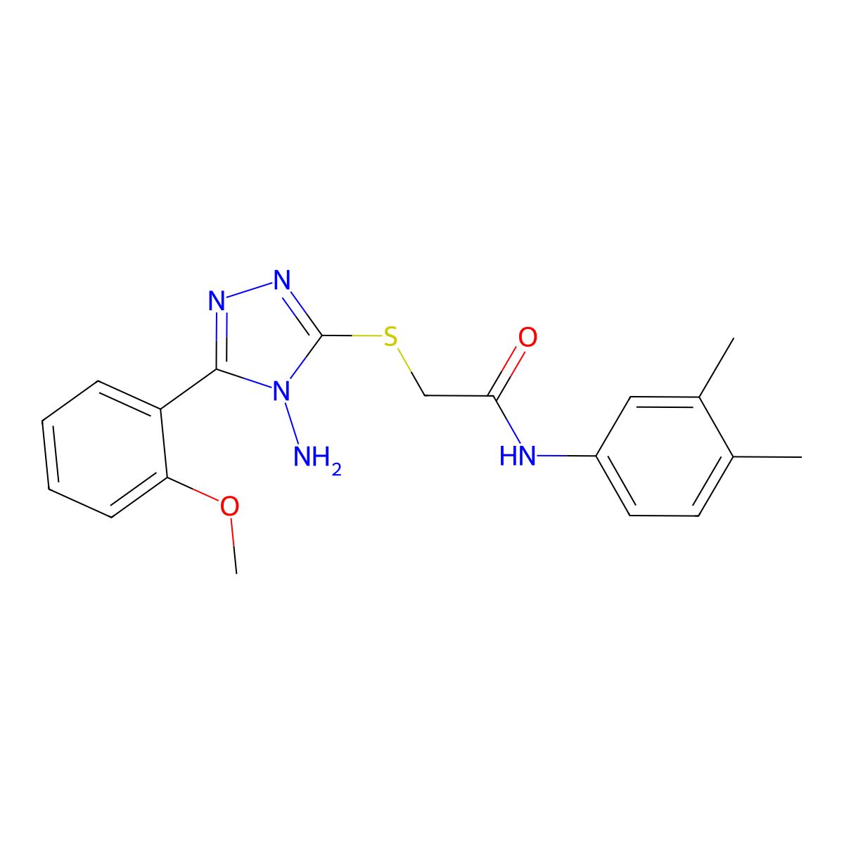 2-((4-amino-5-(2-methoxyphenyl)-4H-1,2,4-triazol-3-yl)thio)-N-(3,4-dimethylphenyl)acetamide molecular structure, CAS 571157-41-0