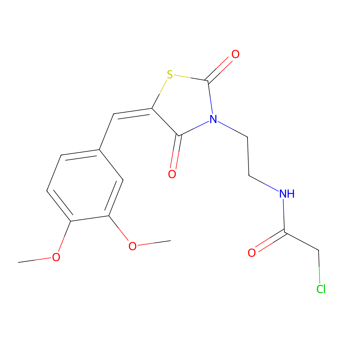 2-Chloro-n-(2-[5-(3,4-dimethoxy-benzylidene)-2,4-dioxo-thiazolidin-3-yl]-ethyl)-acetamide molecular structure, CAS 571157-67-0