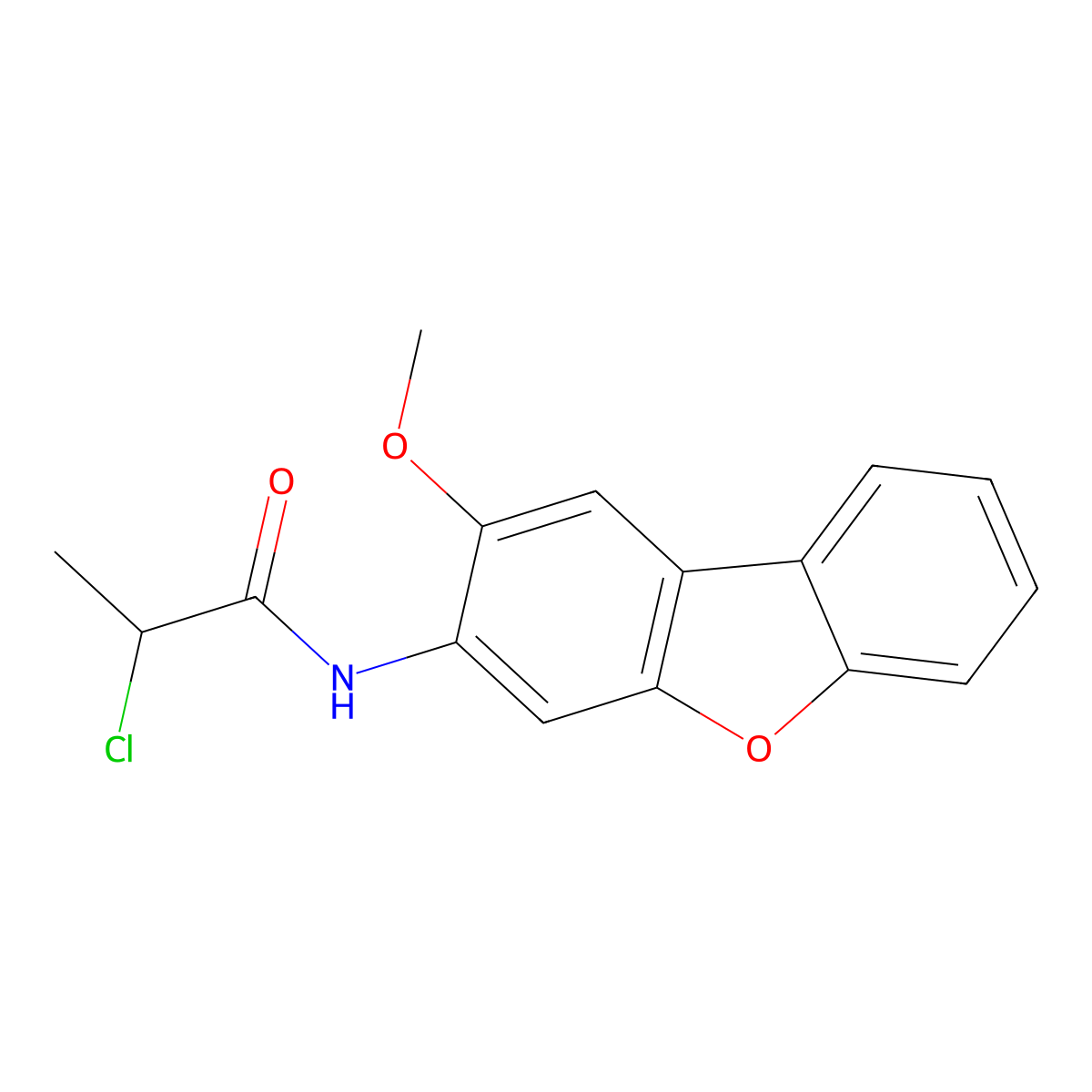 2-chloro-N-(2-methoxydibenzofuran-3-yl)propanamide molecular structure, CAS 571157-73-8