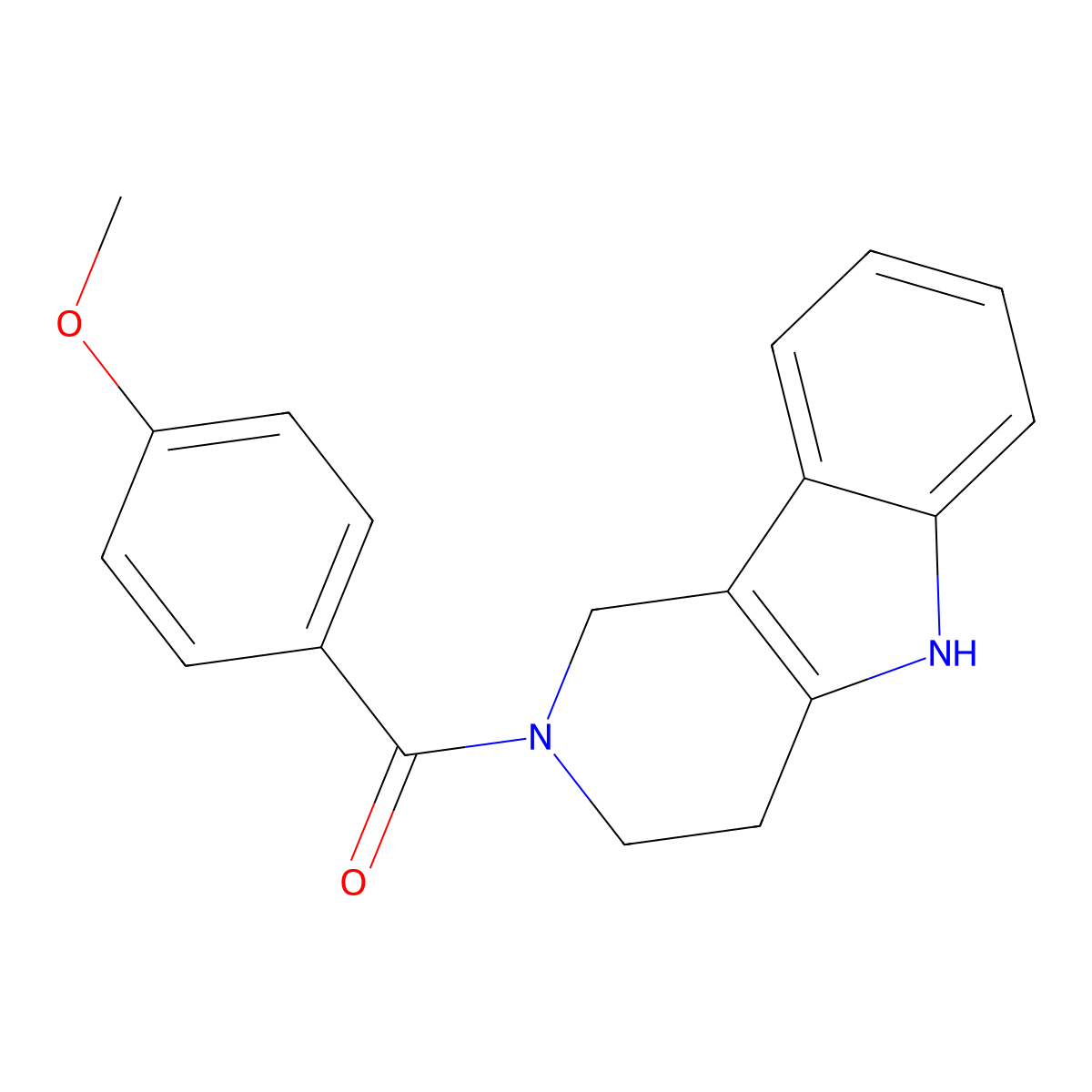 (4-methoxyphenyl)(1,3,4,5-tetrahydro-2H-pyrido[4,3-b]indol-2-yl)methanone molecular structure, CAS 571157-95-4