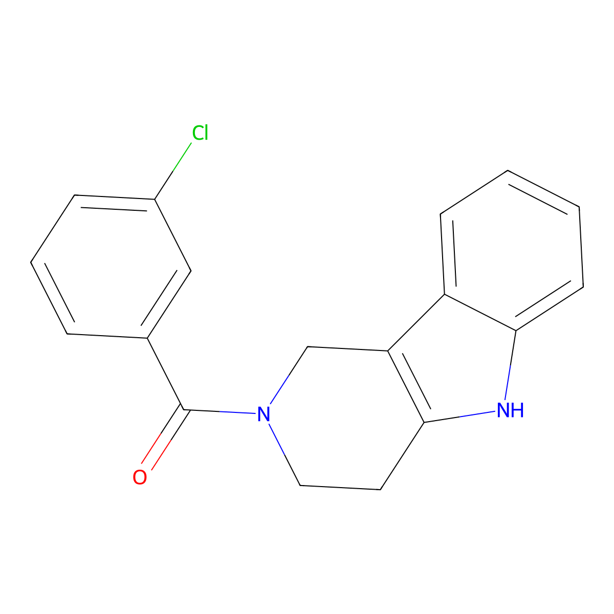 (3-chlorophenyl)(1,3,4,5-tetrahydro-2H-pyrido[4,3-b]indol-2-yl)methanone molecular structure, CAS 571158-44-6