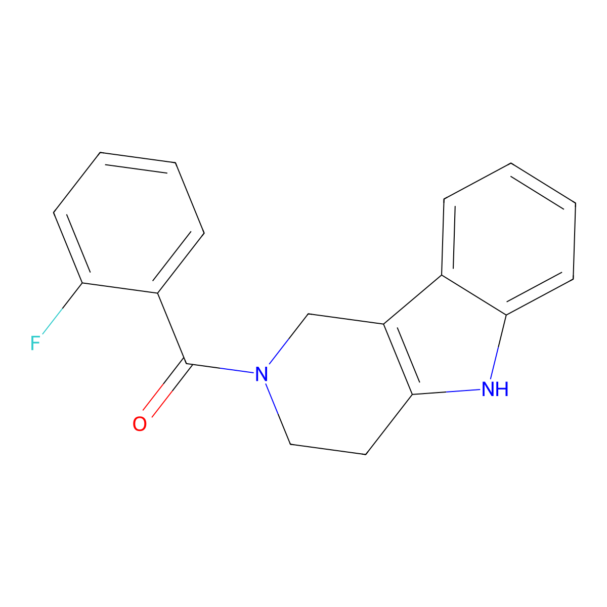 (2-fluorophenyl)(1,3,4,5-tetrahydro-2H-pyrido[4,3-b]indol-2-yl)methanone molecular structure, CAS 571158-60-6