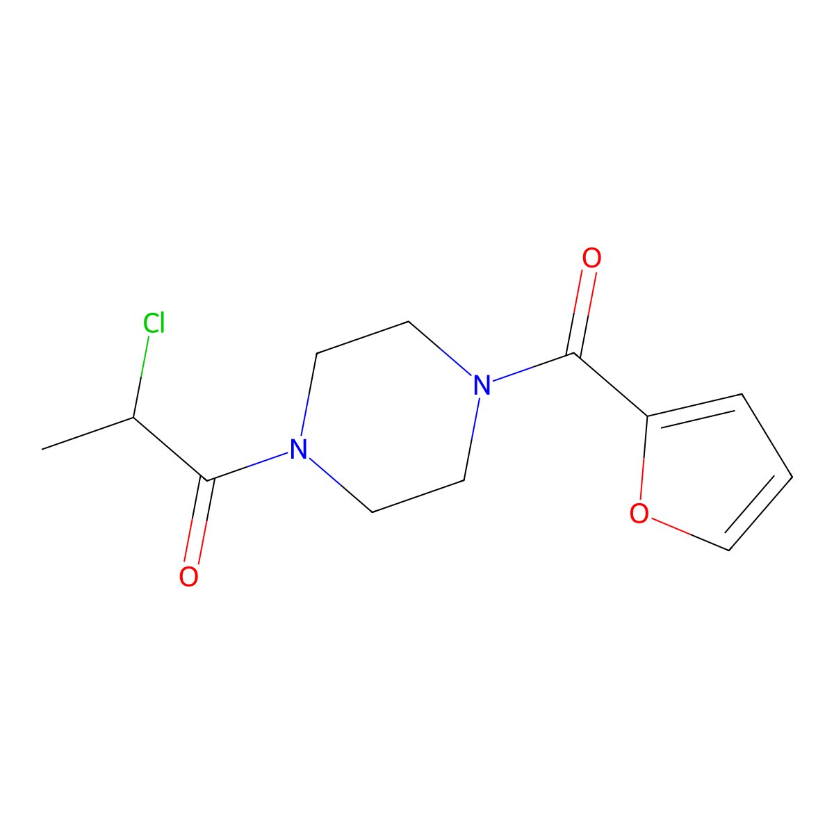 2-Chloro-1-[4-(furan-2-carbonyl)piperazin-1-yl]propan-1-one molecular structure, CAS 571158-80-0
