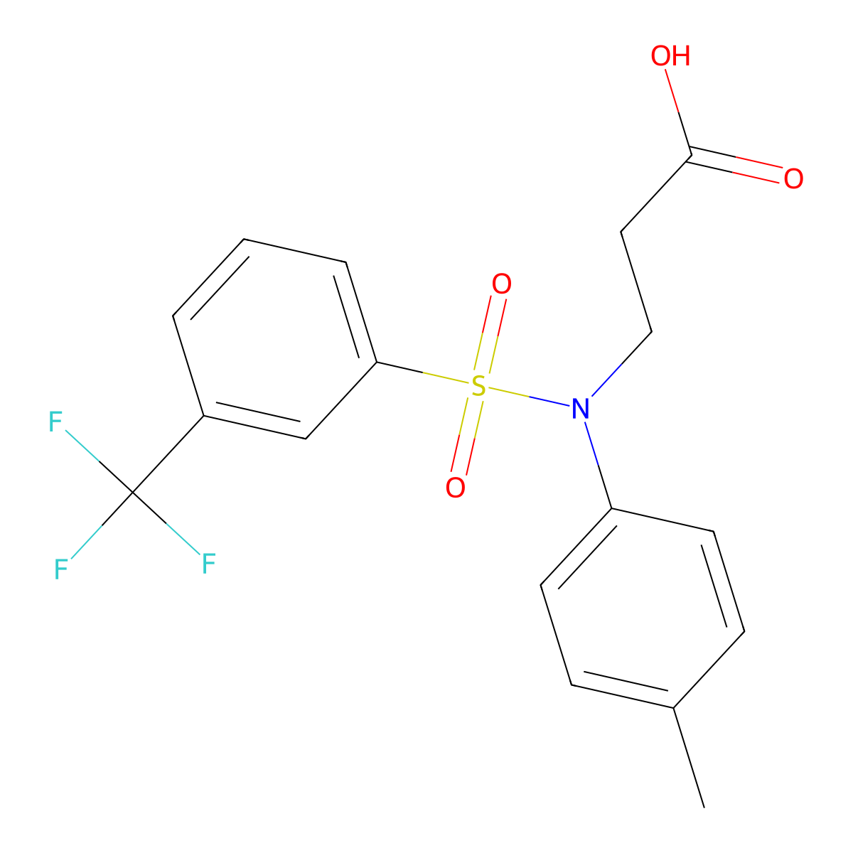 3-[N-(4-methylphenyl)3-(trifluoromethyl)benzenesulfonamido]propanoic acid molecular structure, CAS 571158-84-4