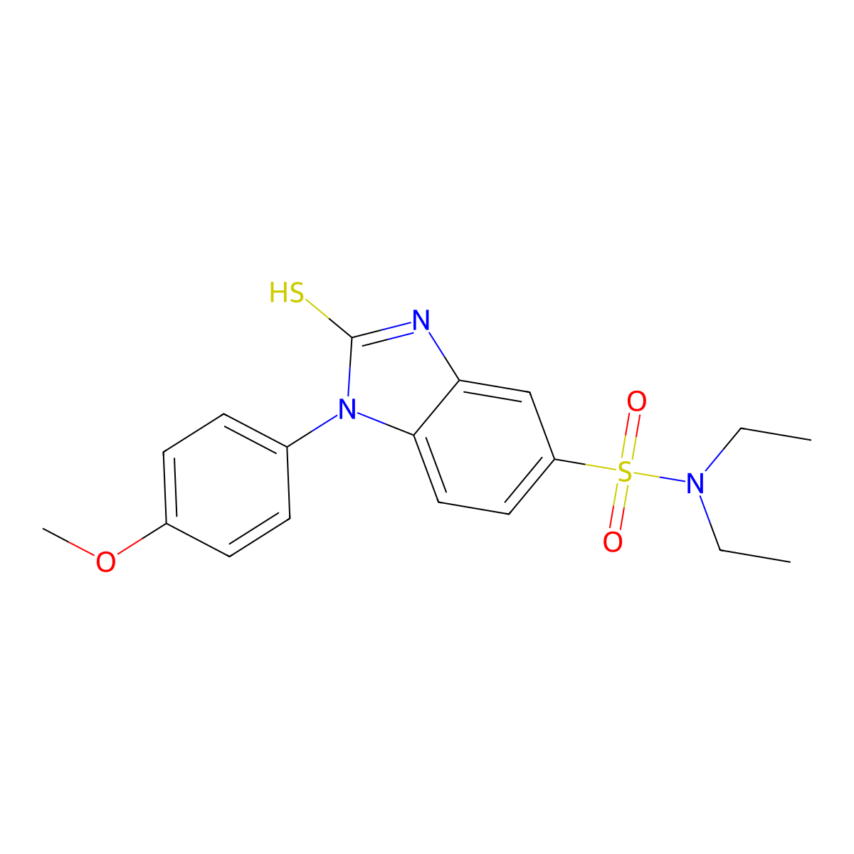 N,N-diethyl-1-(4-methoxyphenyl)-2-sulfanyl-1H-1,3-benzodiazole-5-sulfonamide molecular structure, CAS 571158-98-0