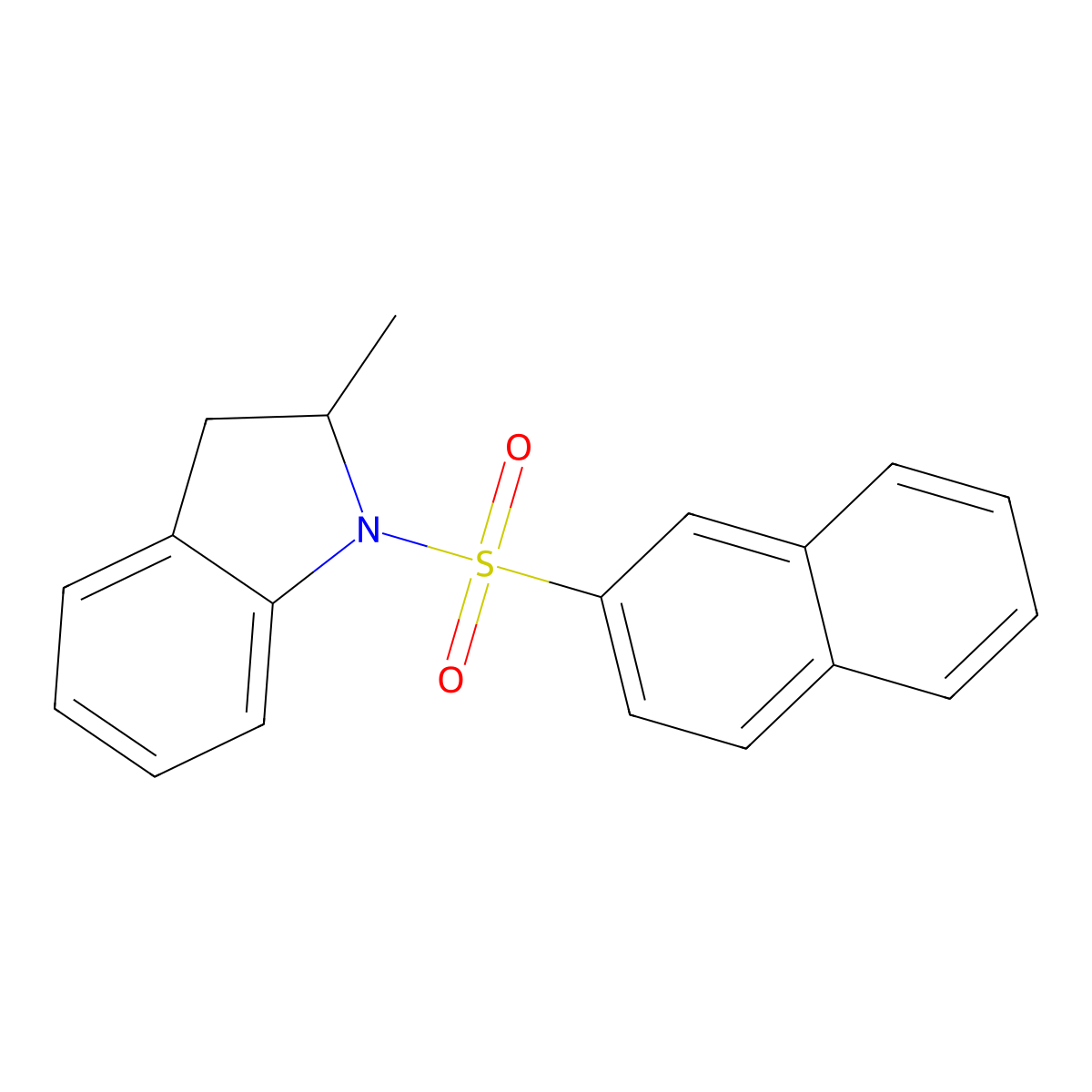 2-methyl-1-(naphthalene-2-sulfonyl)-2,3-dihydro-1H-indole molecular structure, CAS 571159-17-6
