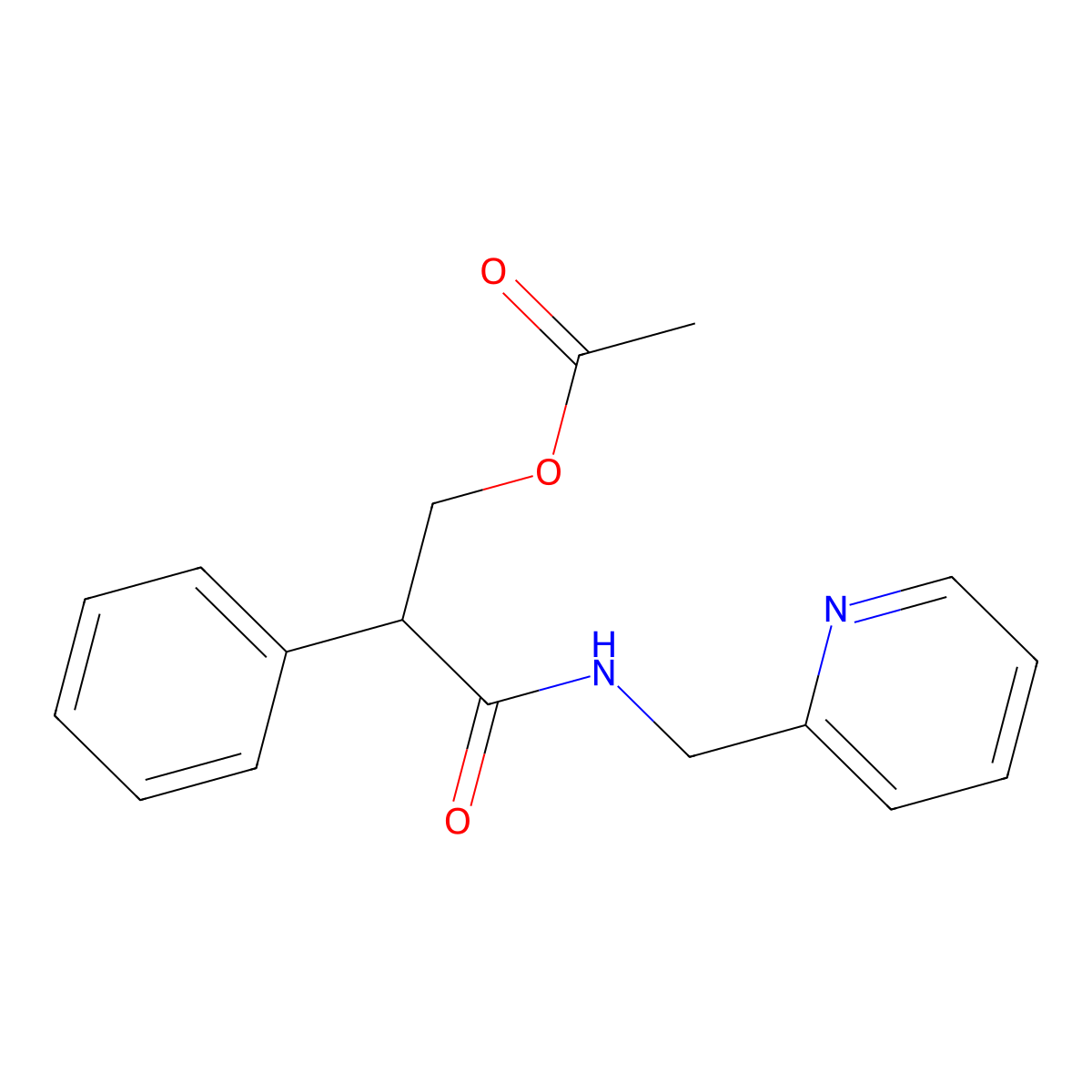 Acetyltropic acid 2-pyridylmethylamide molecular structure, CAS 57116-38-8