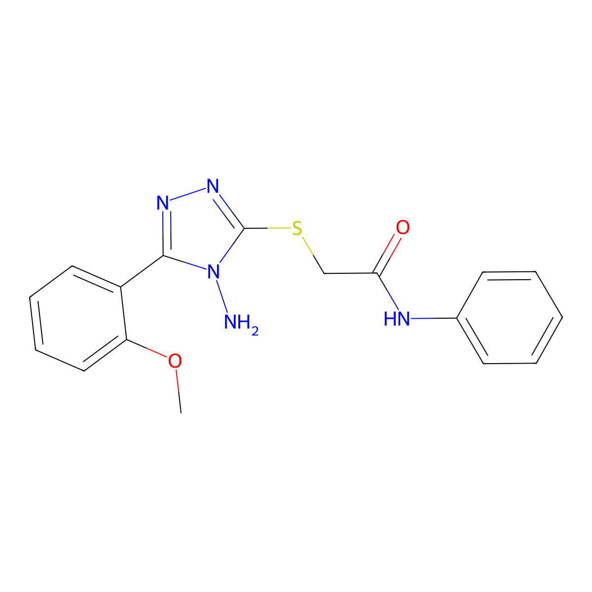 2-{[4-amino-5-(2-methoxyphenyl)-4H-1,2,4-triazol-3-yl]sulfanyl}-N-phenylacetamide molecular structure, CAS 571160-68-4