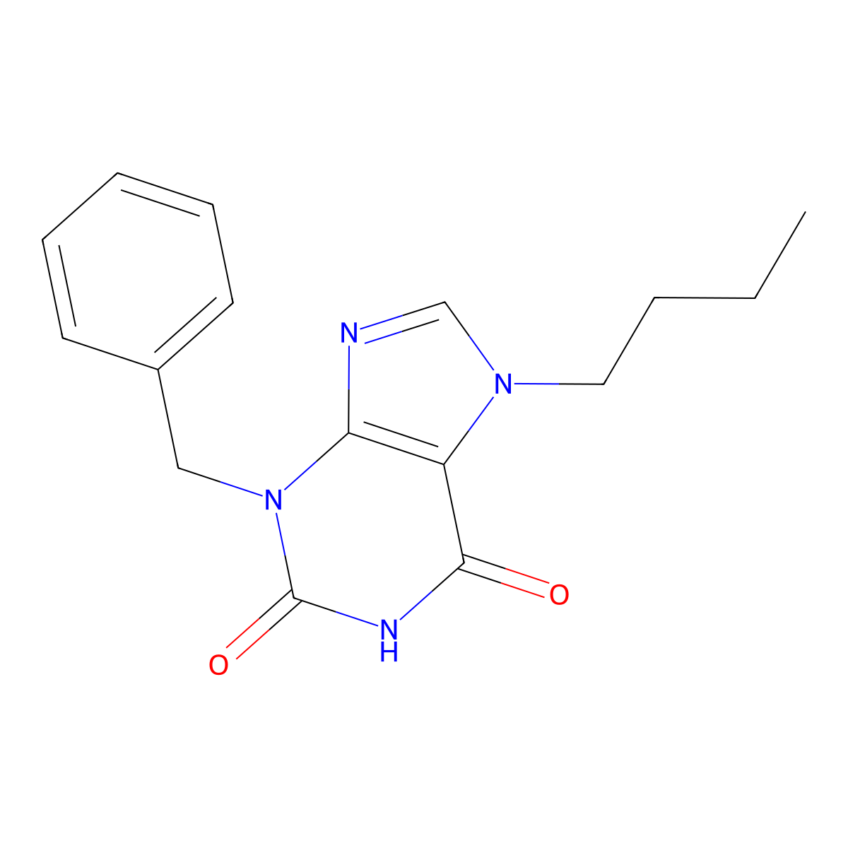 3-benzyl-7-butyl-2,3,6,7-tetrahydro-1H-purine-2,6-dione molecular structure, CAS 571161-24-5