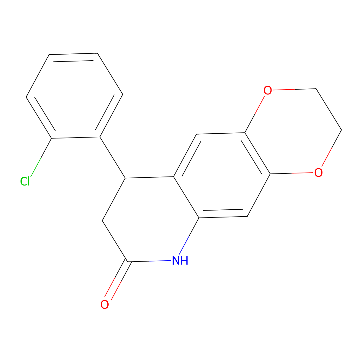 9-(2-chlorophenyl)-2,3,8,9-tetrahydro[1,4]dioxino[2,3-g]quinolin-7(6H)-one molecular structure, CAS 571161-71-2