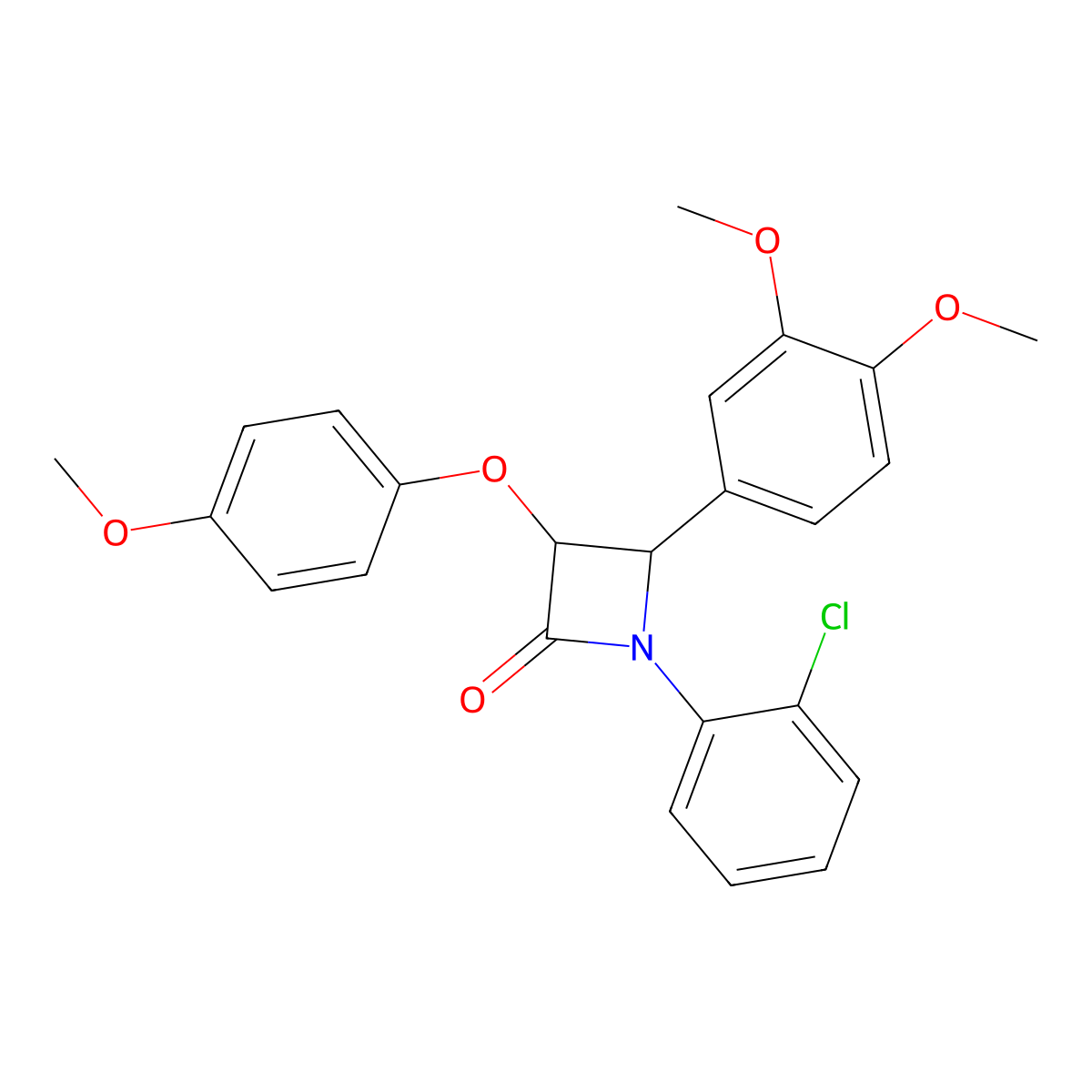 1-(2-Chlorophenyl)-4-(3,4-dimethoxyphenyl)-3-(4-methoxyphenoxy)azetidin-2-one molecular structure, CAS 571162-03-3