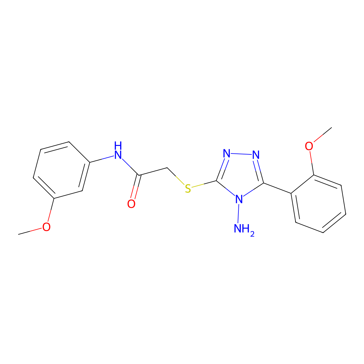 2-[4-amino-5-(2-methoxyphenyl)(1,2,4-triazol-3-ylthio)]-N-(3-methoxyphenyl)ace tamide molecular structure, CAS 571162-10-2