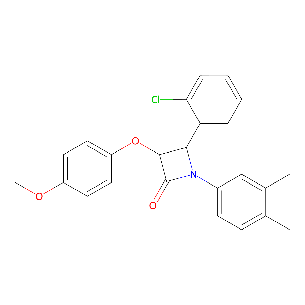 4-(2-Chlorophenyl)-1-(3,4-dimethylphenyl)-3-(4-methoxyphenoxy)-2-azetidinone molecular structure, CAS 571162-22-6
