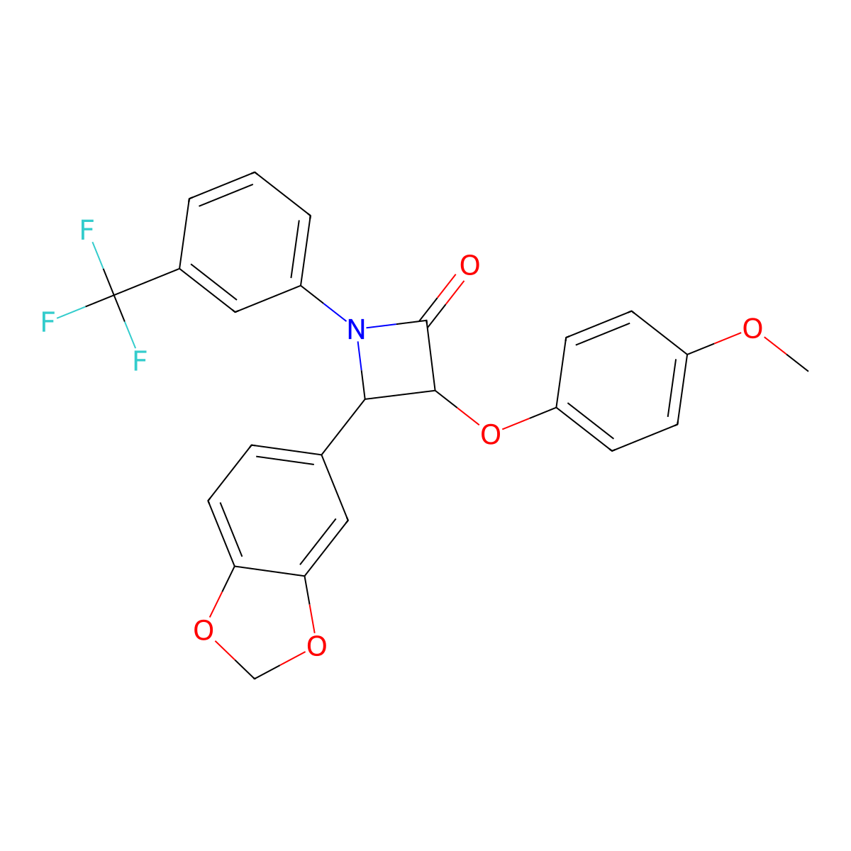 4-(1,3-Benzodioxol-5-yl)-3-(4-methoxyphenoxy)-1-[3-(trifluoromethyl)phenyl]azetidin-2-one molecular structure, CAS 571162-79-3