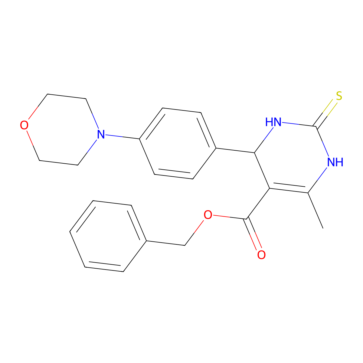 Benzyl 6-methyl-4-[4-(morpholin-4-yl)phenyl]-2-thioxo-1,2,3,4-tetrahydropyrimidine-5-carboxylate molecular structure, CAS 571162-94-2