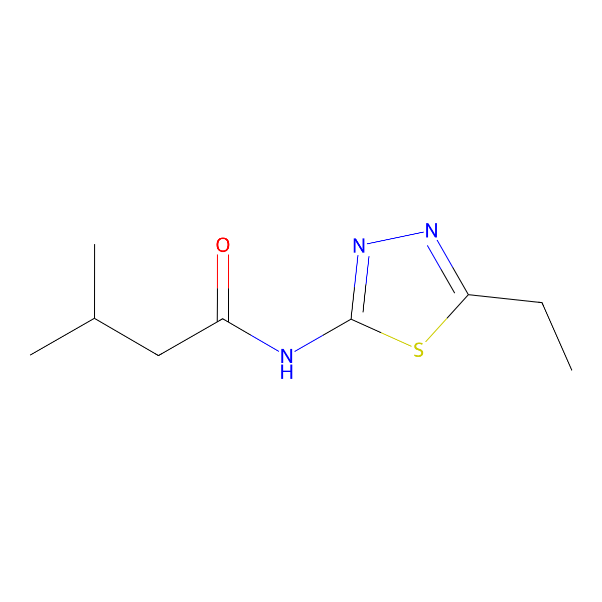 N-(5-ethyl-1,3,4-thiadiazol-2-yl)-3-methylbutanamide molecular structure, CAS 571165-54-3