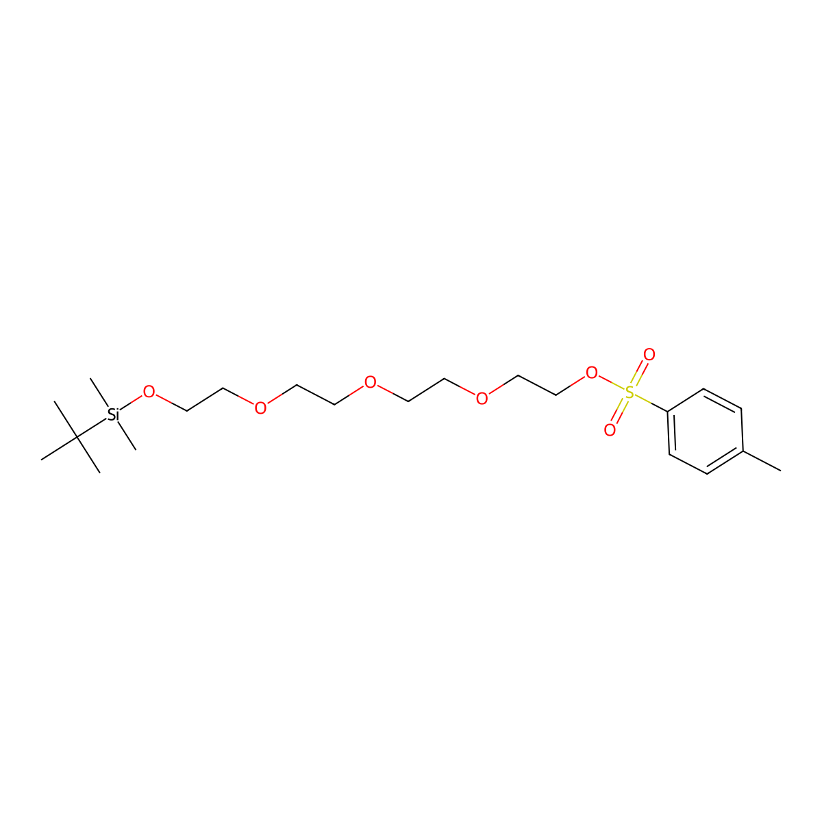 Toluene-4-sulfonic acid 2-(2-{2-[2-(tert-butyl-dimethyl-silanyloxy)-ethoxy]-ethoxy}-ethoxy)-ethyl ester molecular structure, CAS 571167-64-1
