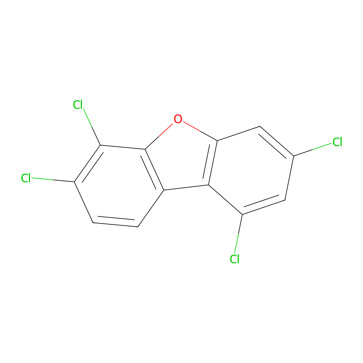1,3,6,7-Tetrachlorodibenzofuran molecular structure, CAS 57117-36-9