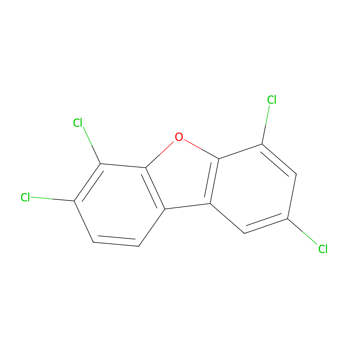 2,4,6,7-Tetrachlorodibenzofuran molecular structure, CAS 57117-38-1
