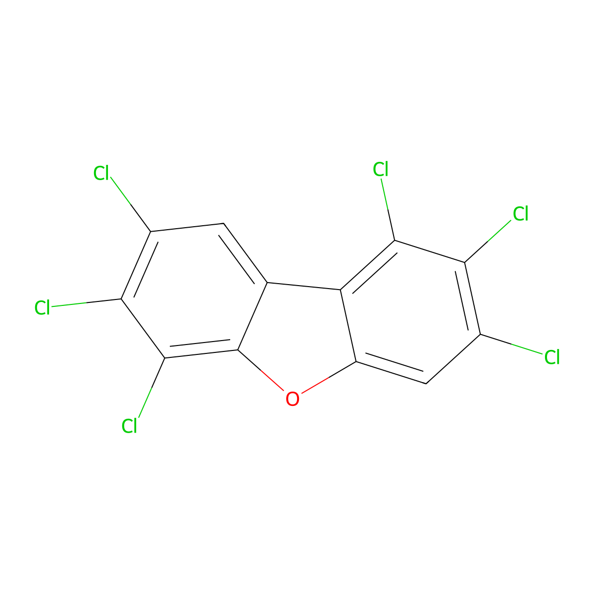 1,2,3,6,7,8-Hexachlorodibenzofuran molecular structure, CAS 57117-44-9