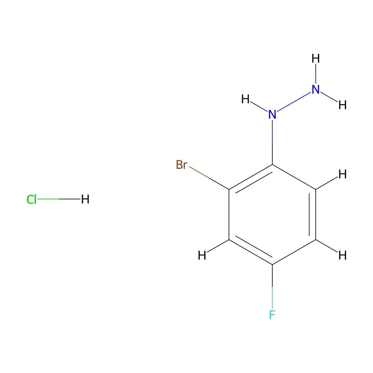 (2-Bromo-4-fluorophenyl)hydrazine hydrochloride molecular structure, CAS 571170-91-7