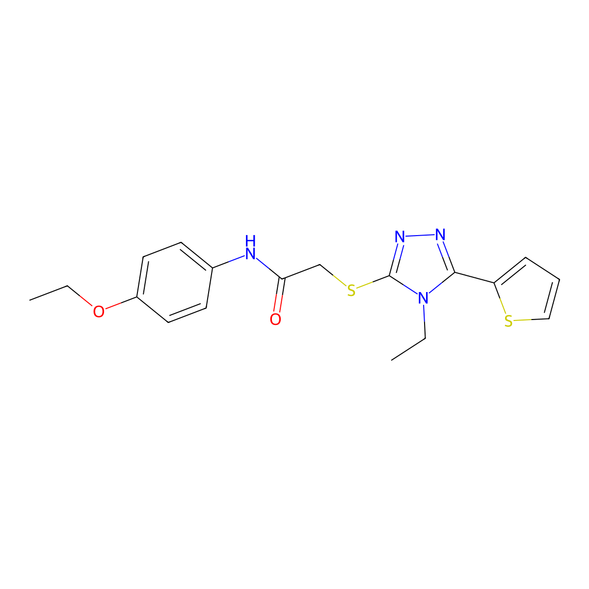 N-(4-Ethoxyphenyl)-2-((4-ET-5-(2-thienyl)-4H-1,2,4-triazol-3-YL)thio)acetamide molecular structure, CAS 571180-31-9