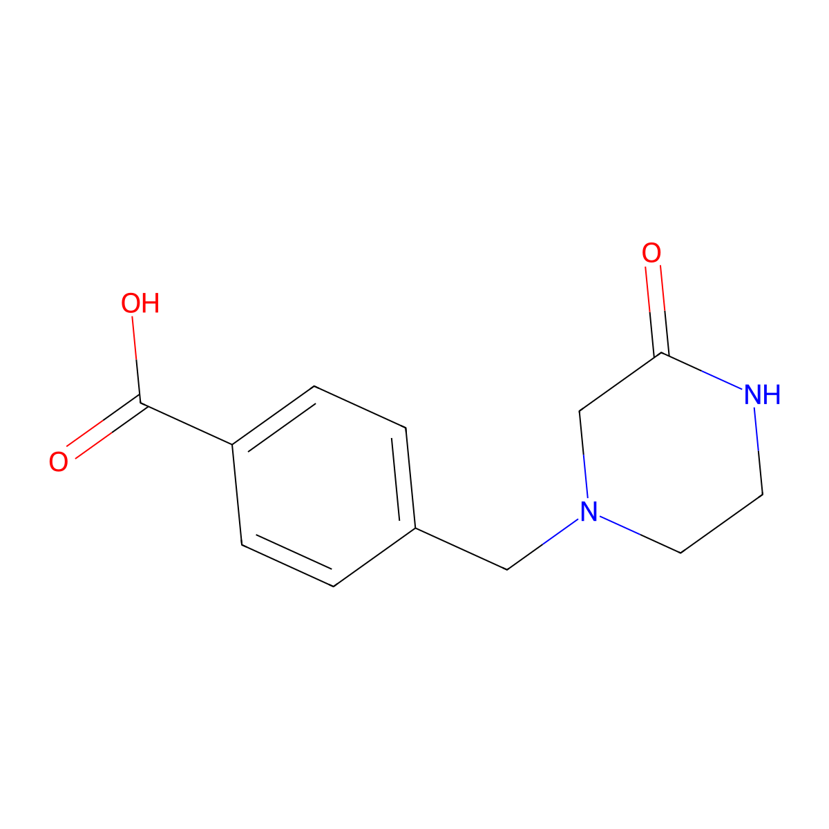 4-((3-Oxopiperazin-1-yl)methyl)benzoic acid molecular structure, CAS 571187-04-7